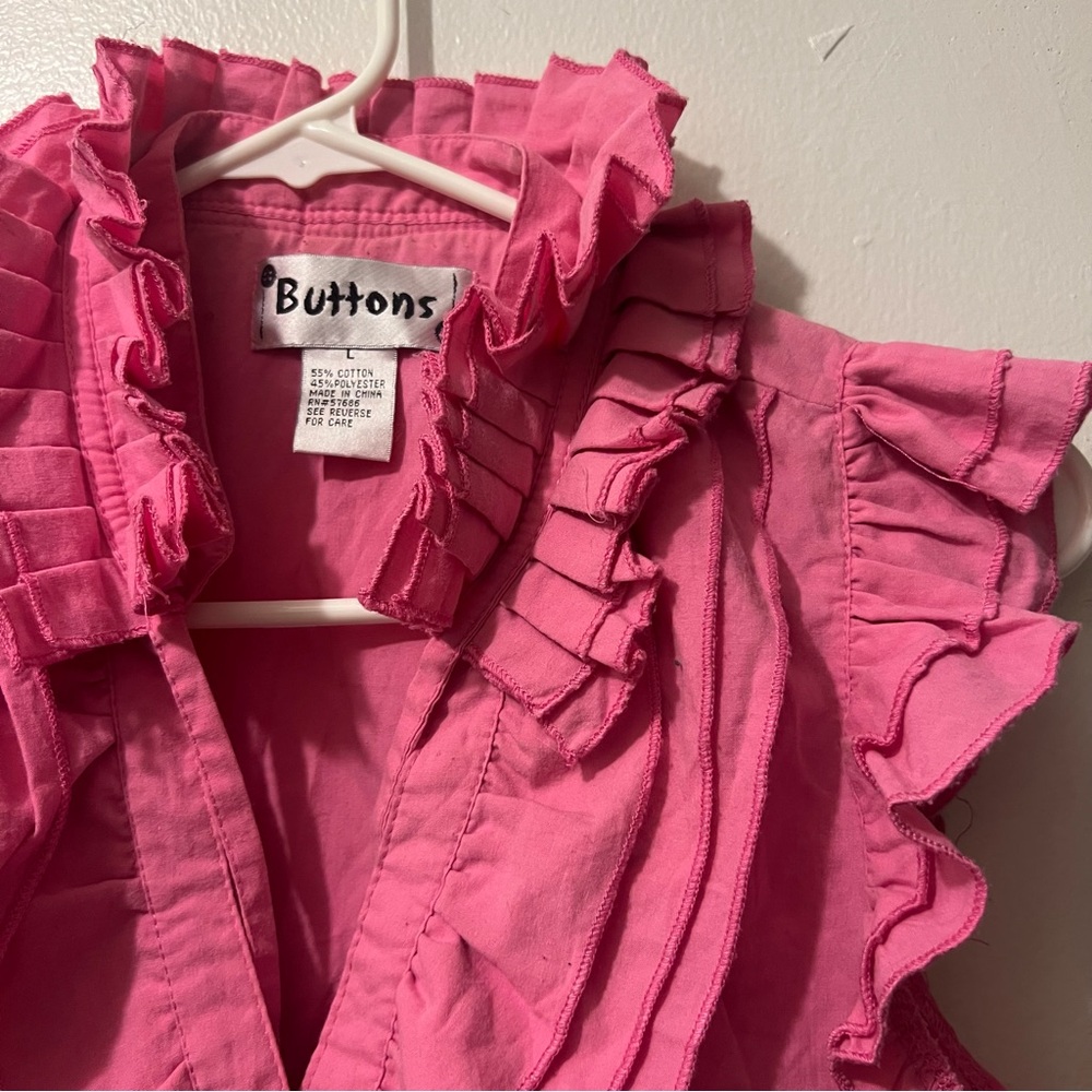 Buttons Pink Ruffled Top
